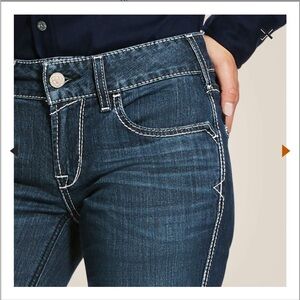 Ariat FR Mid-Rise Bootcut Light Stretch Work Jeans w Blue Vintage-Inspired Wash